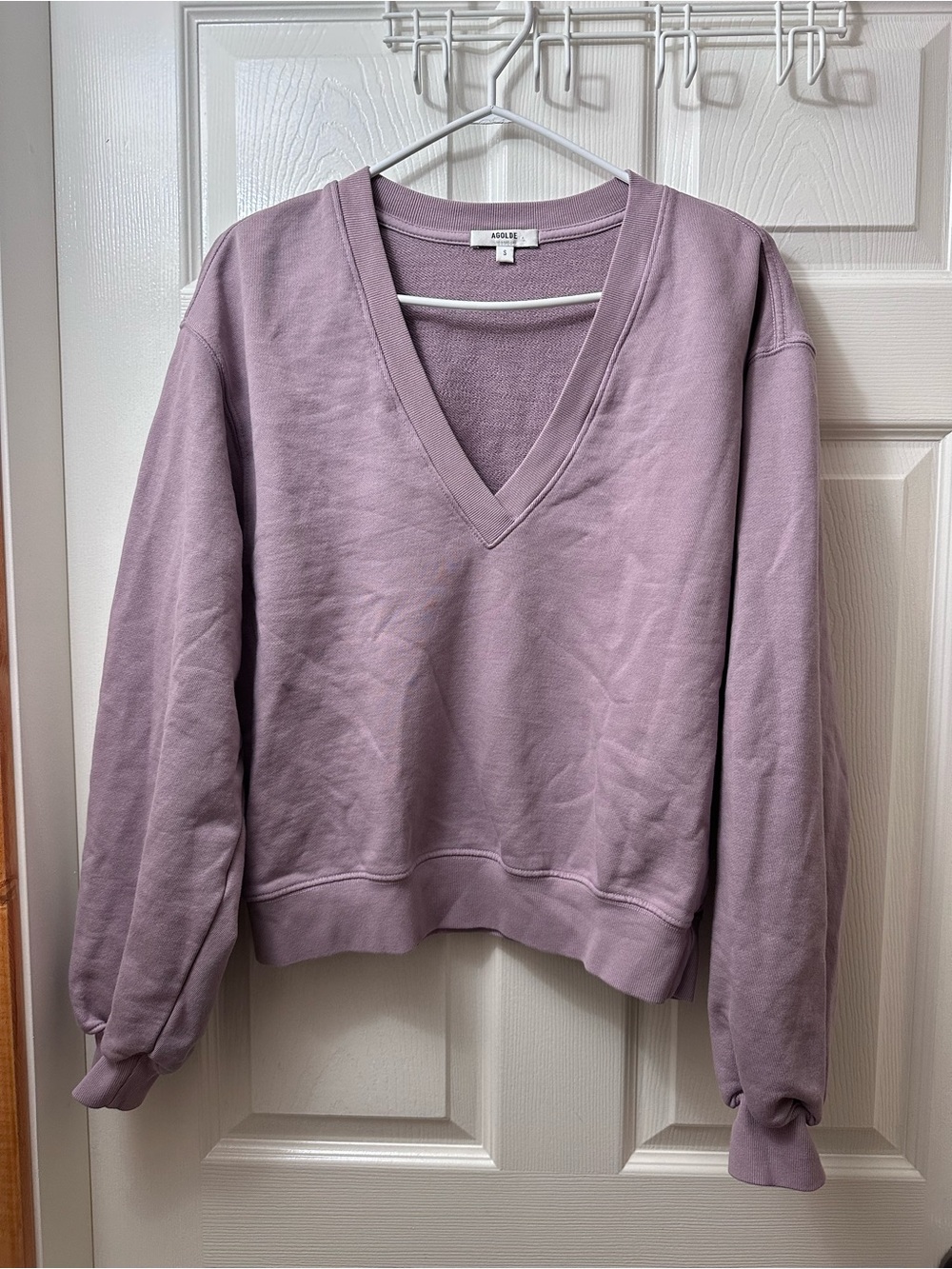 Agolde V-Neck Balloon-Sleeve Sweatshirt Size Small